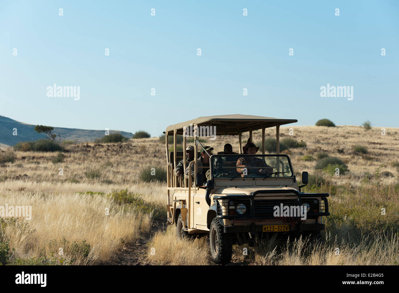 Namibia, Damaraland, Palmwag Concession, Off-road safari vehicle Stock Photo