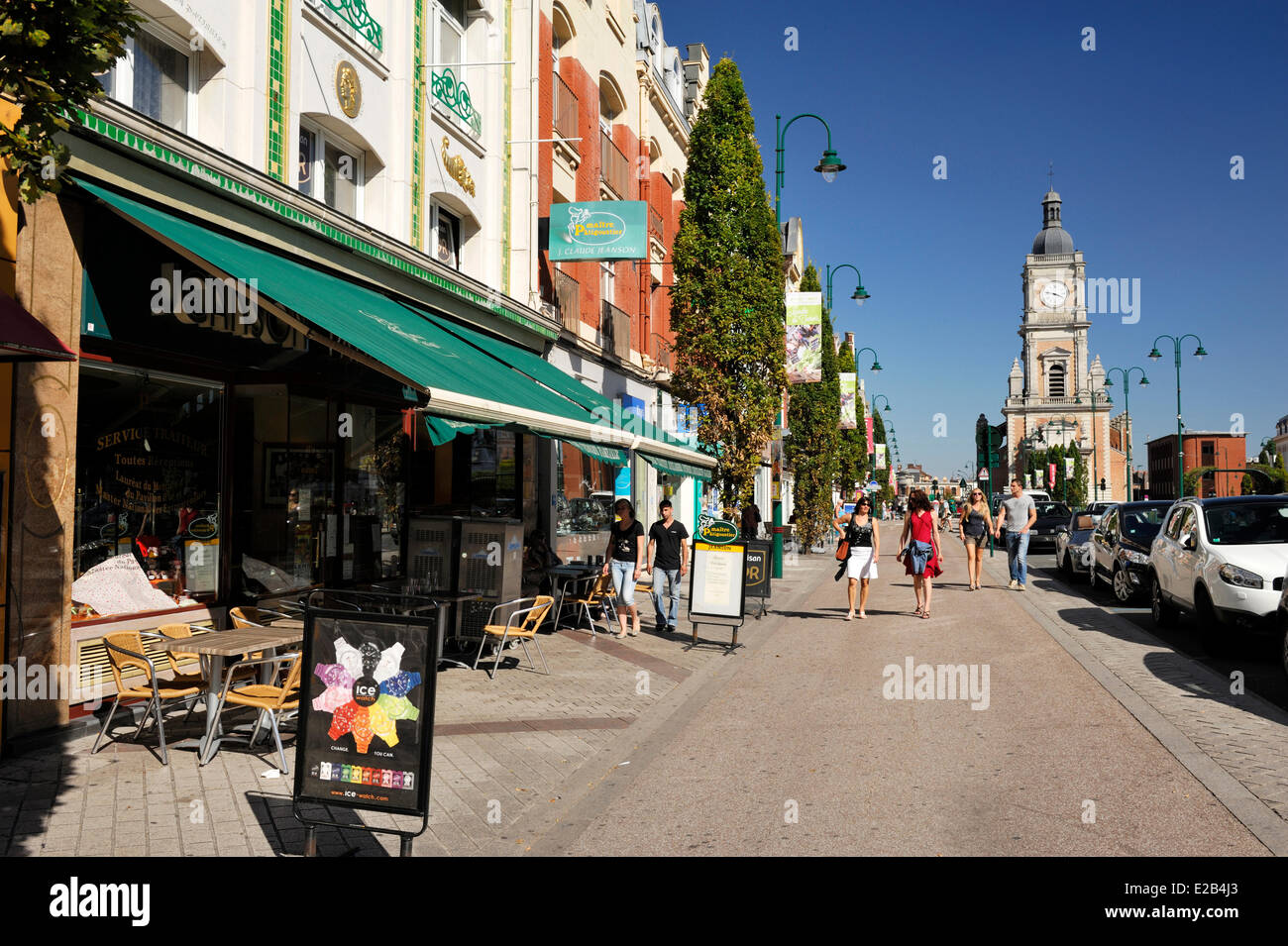 France, Pas de Calais, Lens, Place Jean Jaures, street leading to St