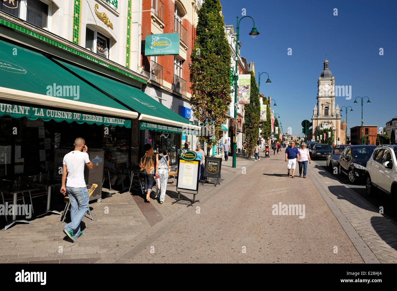 France, Pas de Calais, Lens, Place Jean Jaures, street leading to St