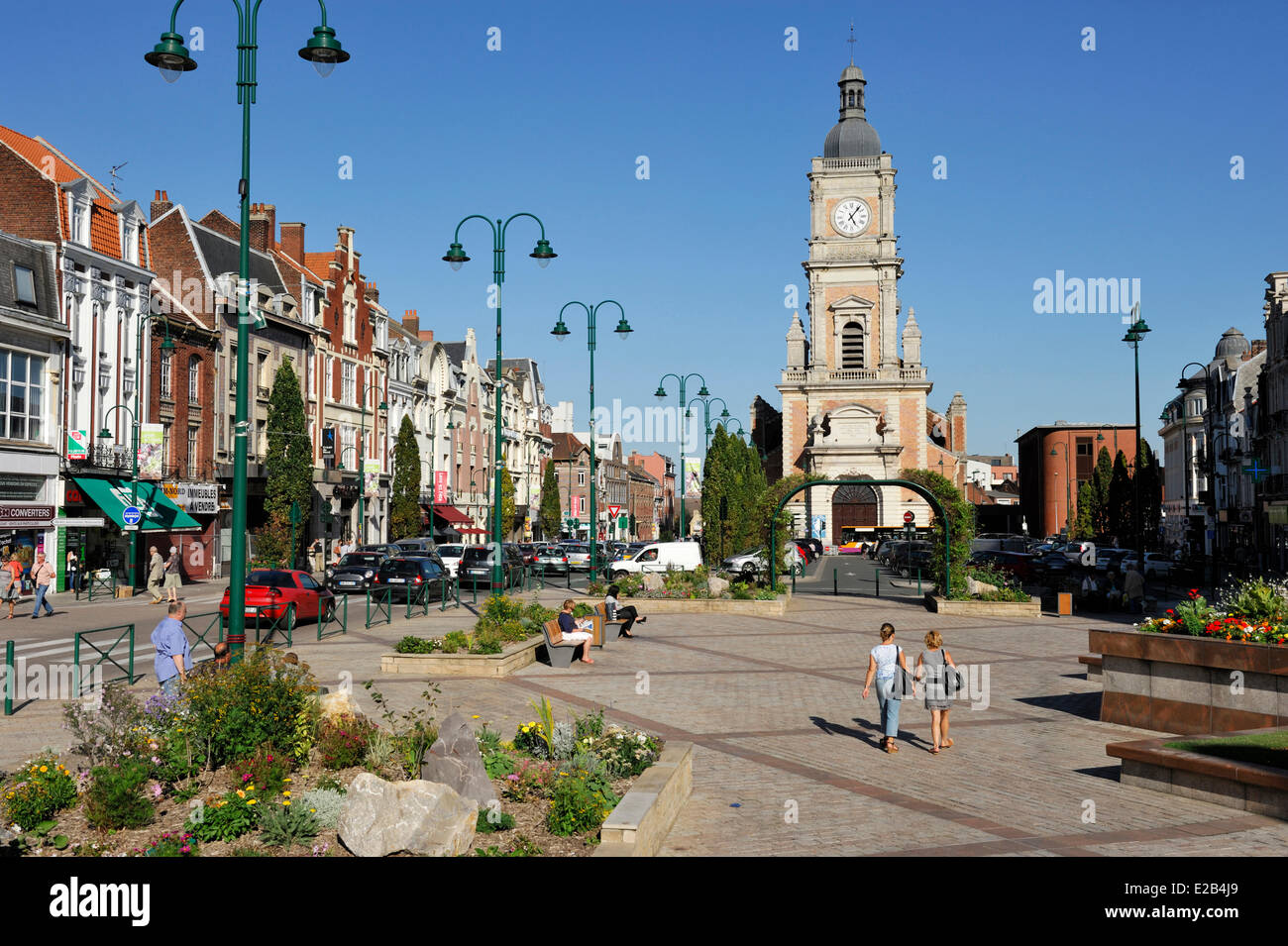 France, Pas de Calais, Lens, Place Jean Jaures and St Leger Church Stock  Photo - Alamy