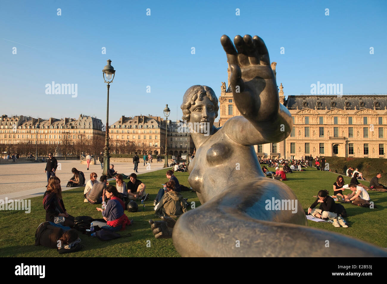 France, Paris, l'Air, sculpture by Maillol in the Jardins du Carrousel Stock Photo