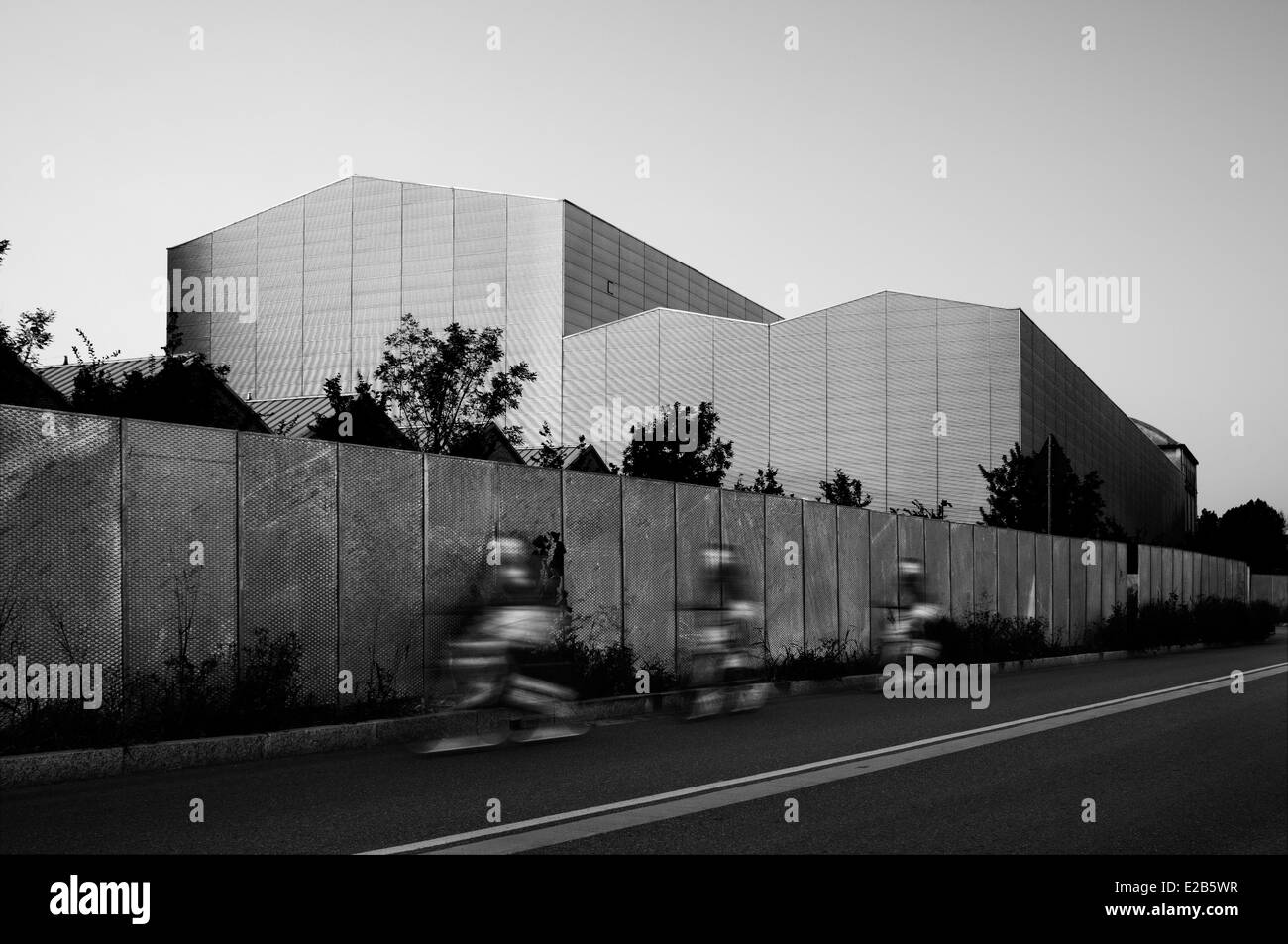 Hangar Bicocca. Milan, Italy. Bikers on the street Stock Photo