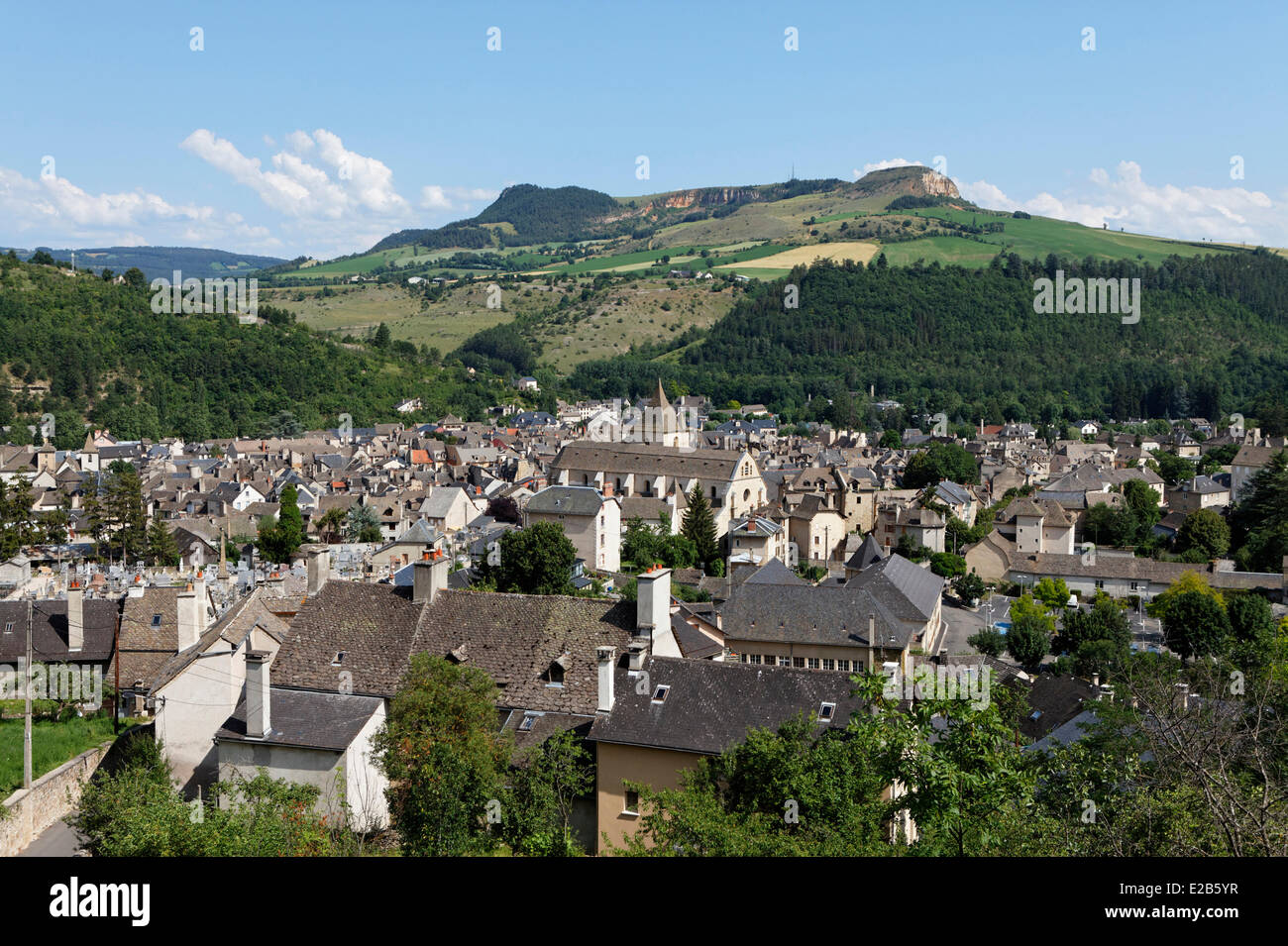 France, Lozere, Gevaudan, mountains of Margeride, Marvejols dominated ...