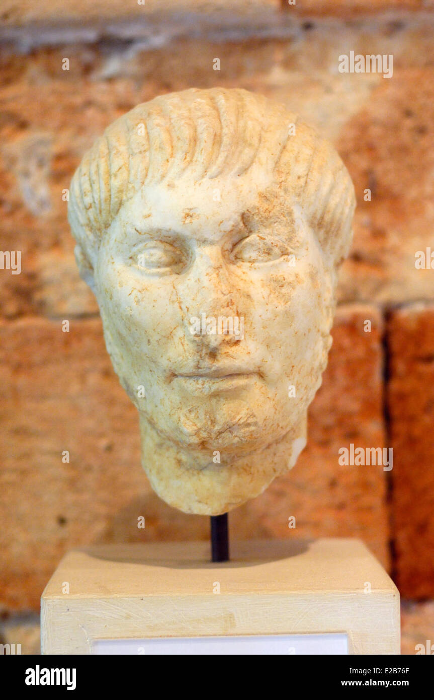 Greece, Crete, Chania, archaeological museum, sculpture of a portrait