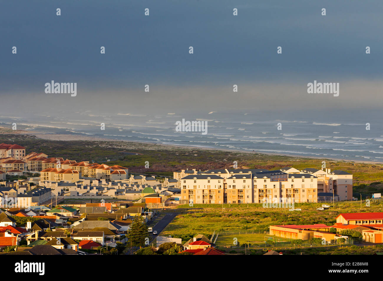 South Africa, Western Cape, Cape Peninsula, False Bay, Muizenberg, the bay and the beach Stock Photo
