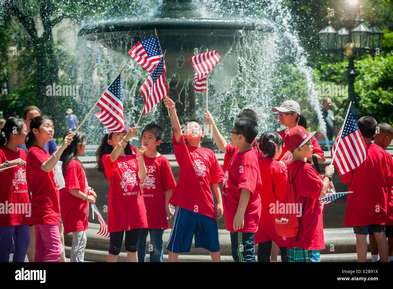 Annual Flag Day Parade starting at New York City Hall Park Stock Photo