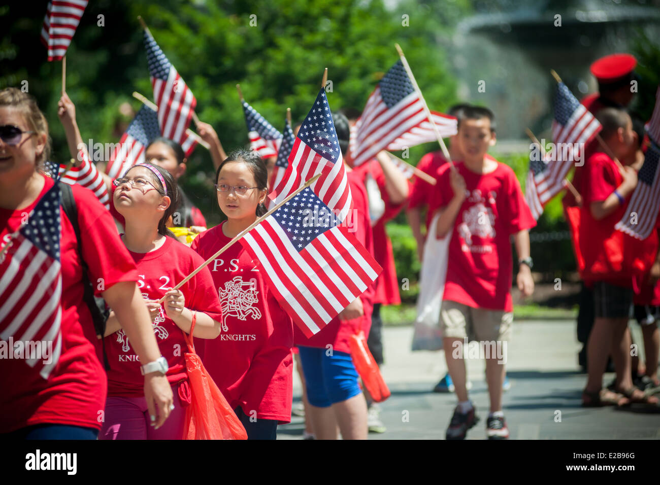 Annual Flag Day Parade starting at New York City Hall Park Stock Photo