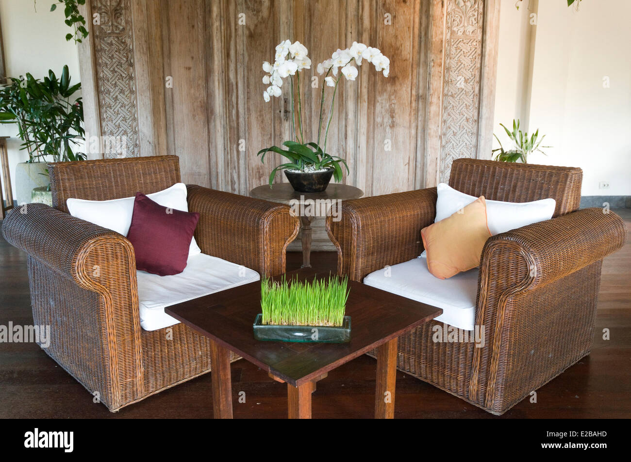 Indonesia, Bali, Ubud, Buahan Payangan, Ubud Hanging Gardens hotel group Orient-Express, lobby Stock Photo