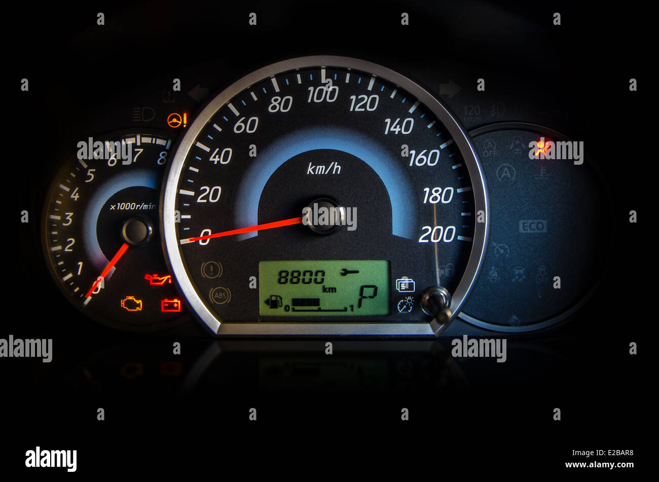 A hand on an indicator stick in the interior of a car also used to turn on  headlights Stock Photo - Alamy