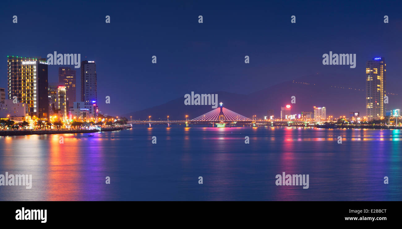 City skyline along Han River at dusk, Da Nang, Vietnam Stock Photo