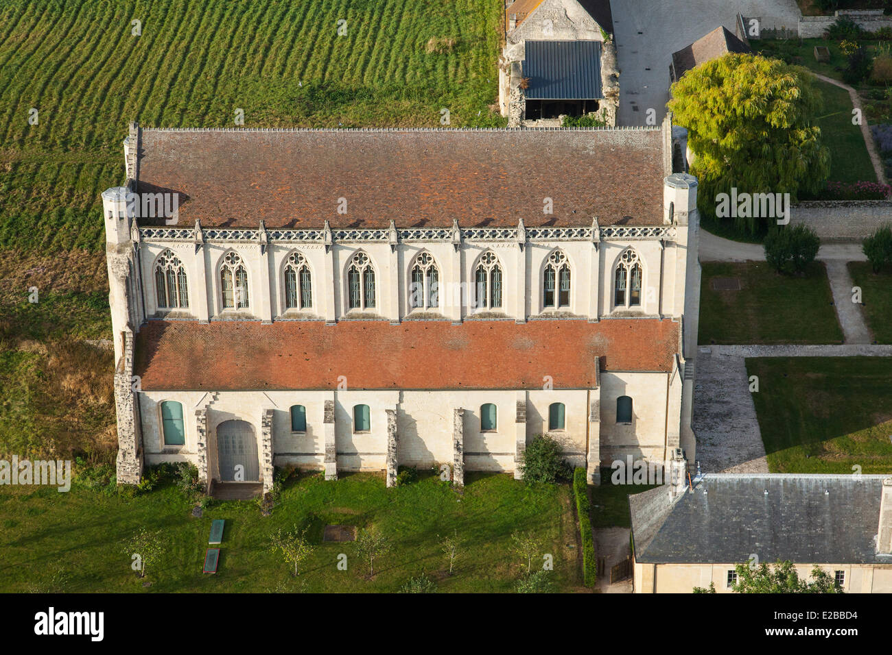 France, Calvados, Saint Germain la Blanche Herbe, Notre Dame d'Ardenne abbey (aerial view Stock France, Calvados, Saint Germain la Blanche Herbe, Notre Dame d'Ardenne abbey (aerial view Stock