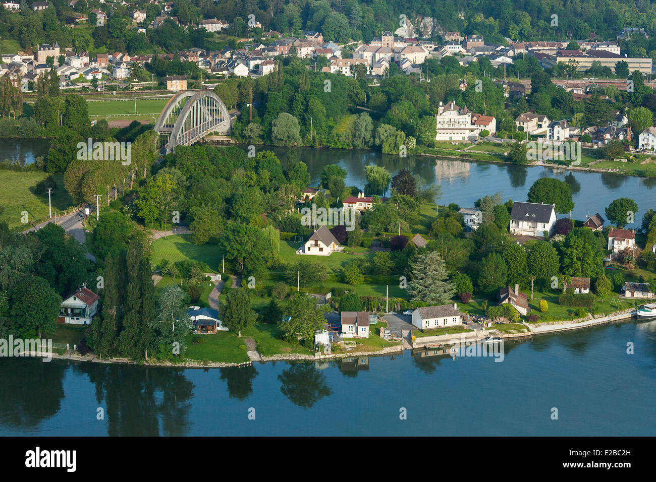 France, Eure, Saint Pierre du Vauvray, du Bac island (aerial view Stock