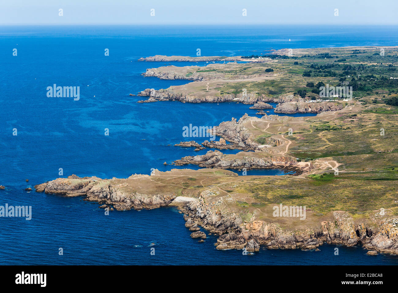 France, Vendee, Ile d'Yeu, la Cote Sauvage (aerial view) Stock Photo