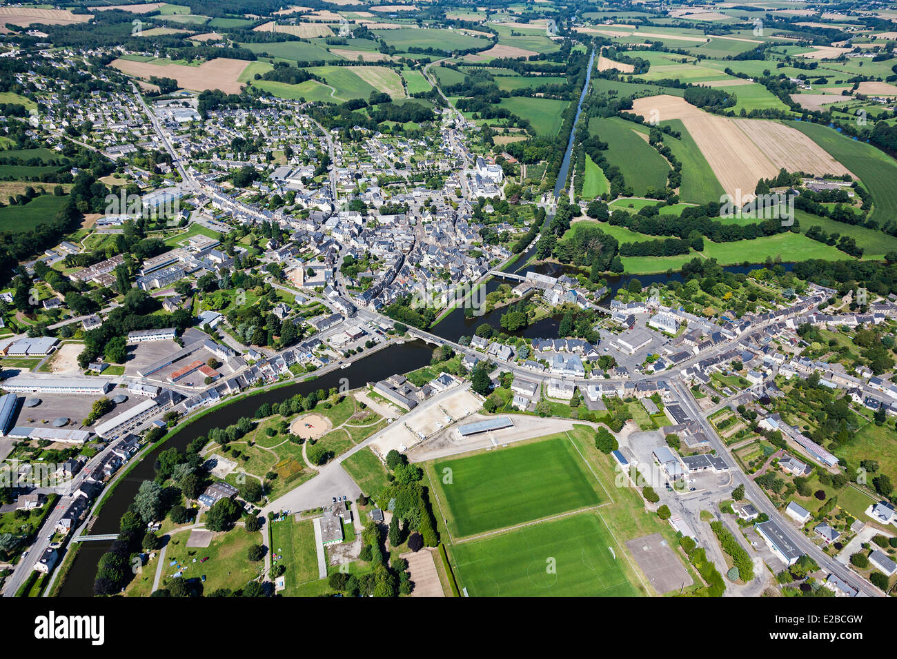 France, Morbihan, Malestroit, Nantes to Brest Canal (aerial view Stock