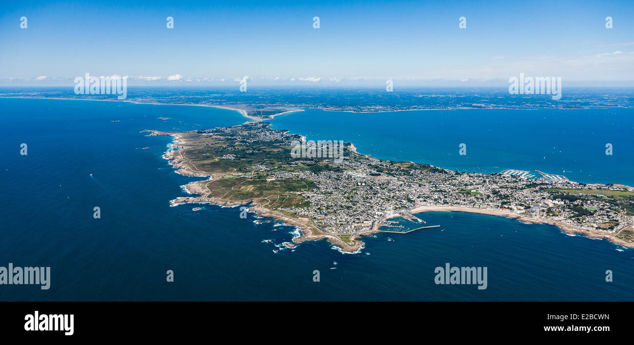 France, Morbihan, Quiberon, Cote Sauvage (the Wild Coast) (aerial view) Stock Photo