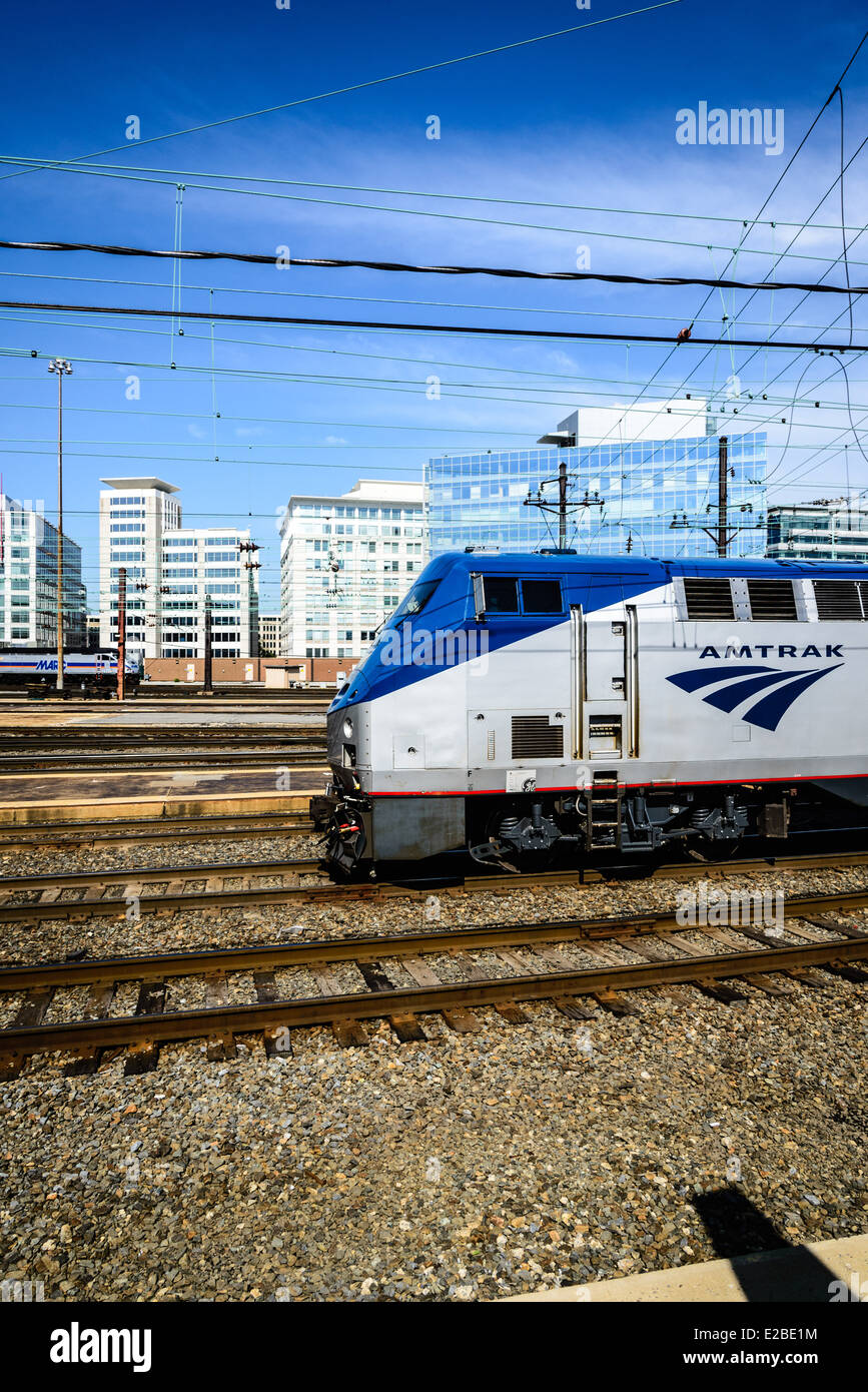 Amtrak P42DC No 124 approaching Union Station, Washington