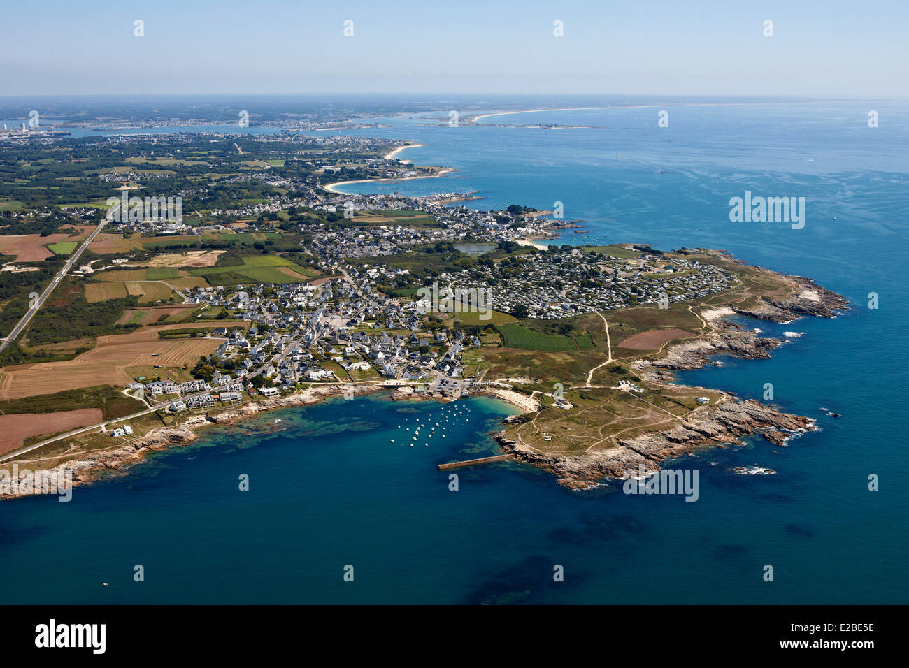 France, Morbihan, Ploemeur, Pointe du Talus, Port Blanc (aerial view) Stock Photo