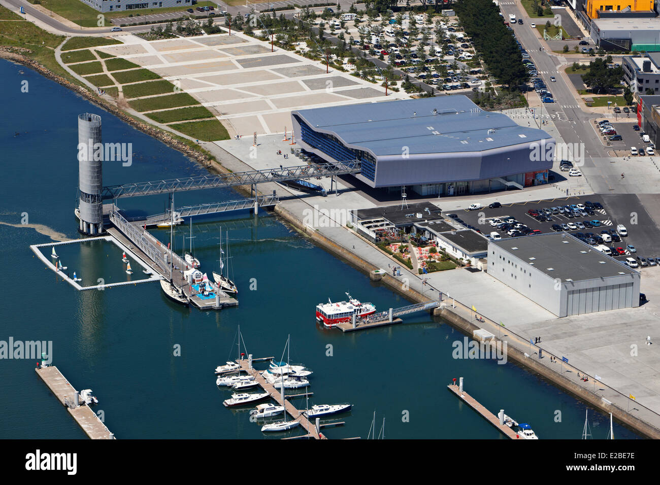 France, Morbihan, Lorient, Cite de la Voile Eric Tabarly in Lorient Harbour (aerial view Stock