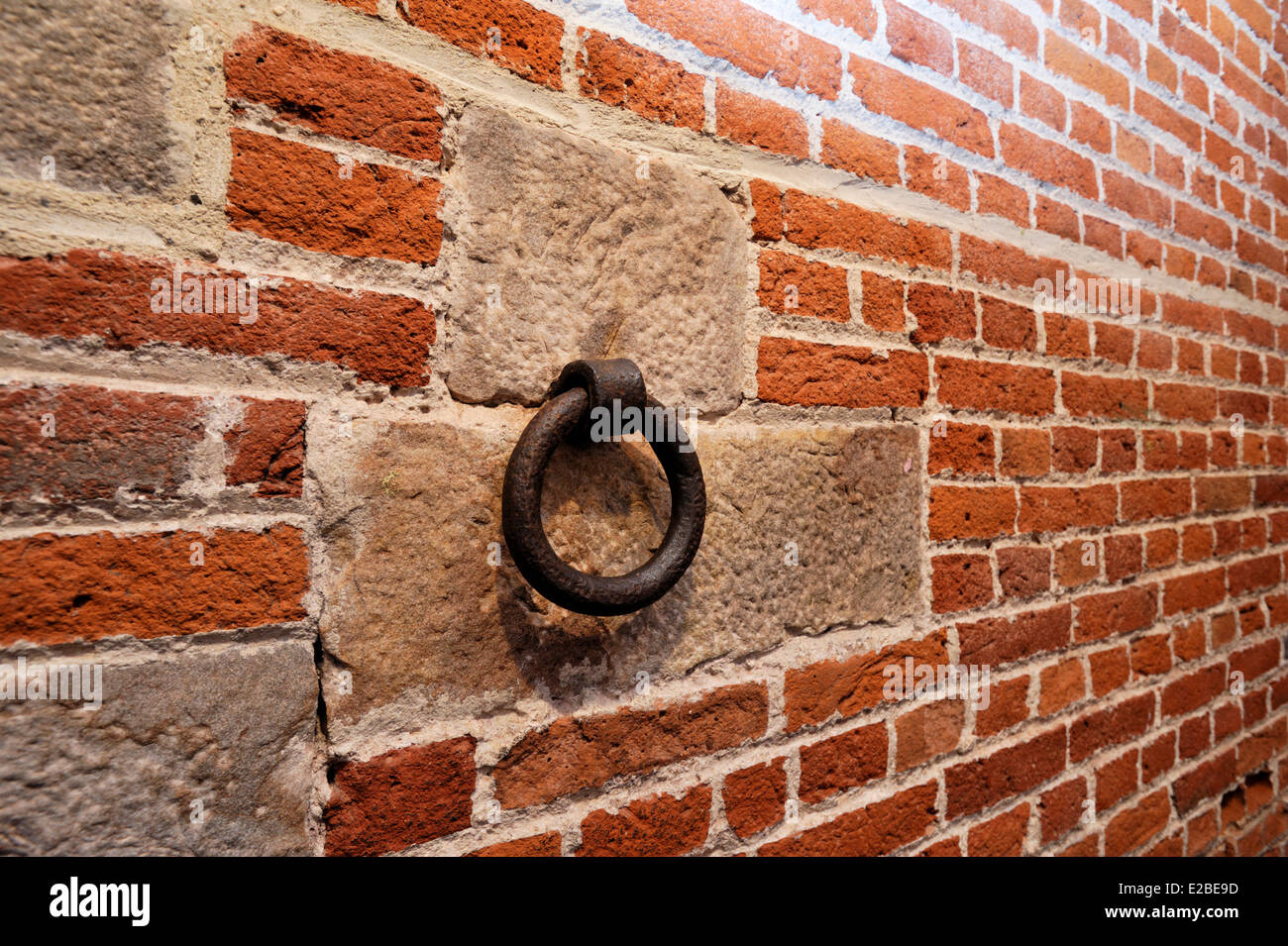 France, Nord, Douai, City Hall, ring sealed in one of the dungeons walls Stock Photo