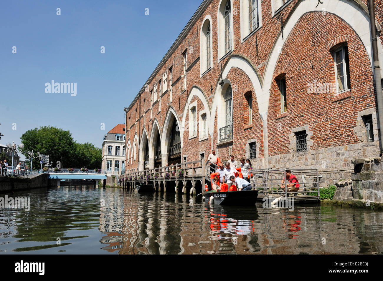 France, Nord, Douai, stroll on the canals along the Courthouse Stock Photo