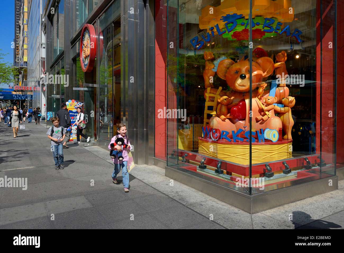 United States, New York City, Manhattan, Midtown, 5th Avenue, Build A Bear, a toy shop and workshop where kids can customize their stuffed friends with birth certificate Stock Photo