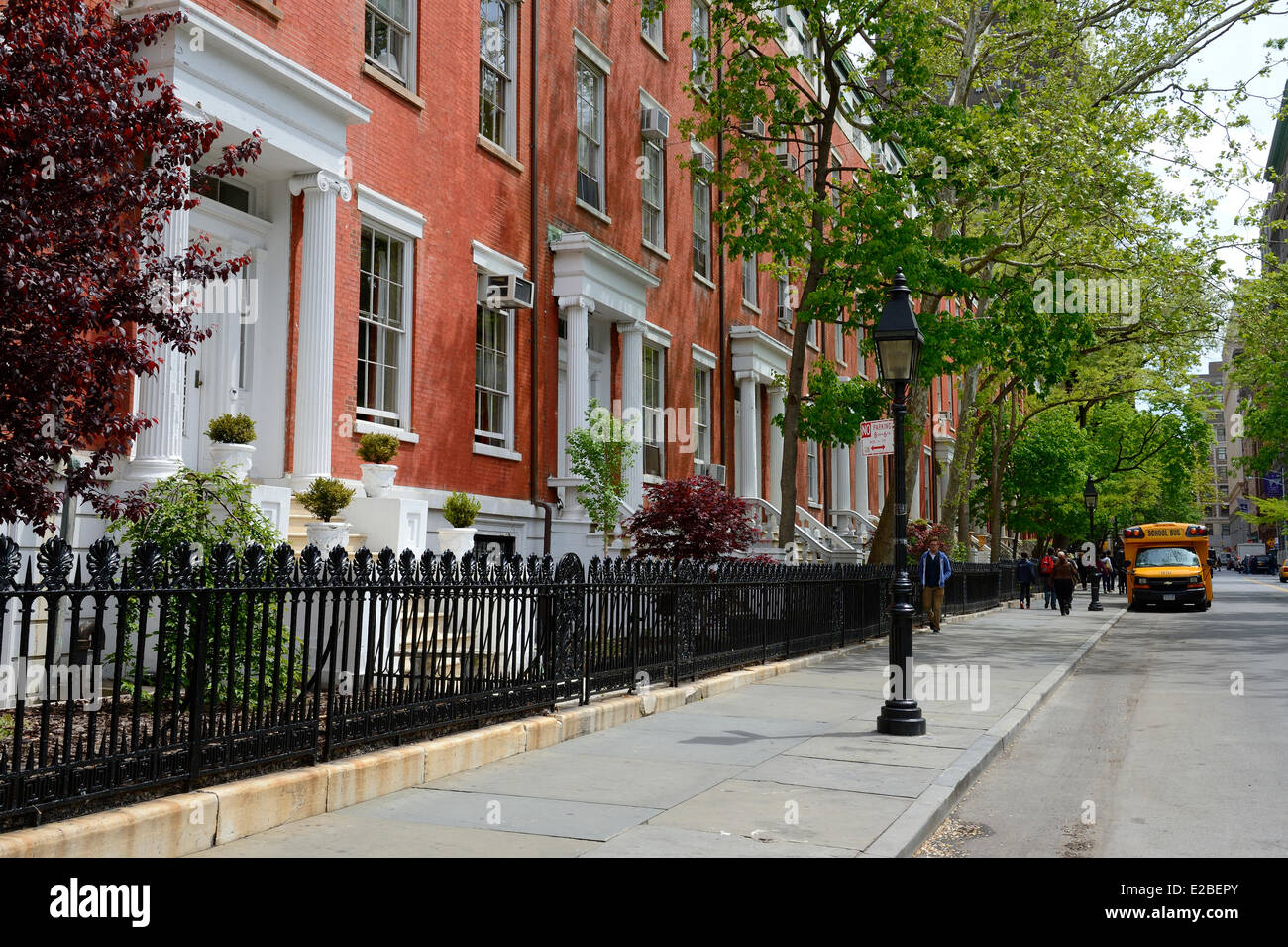 United States, New York City, Manhattan, Greenwich Village, Washington Square North street, townhouses of greek revival style from 1830 Stock Photo