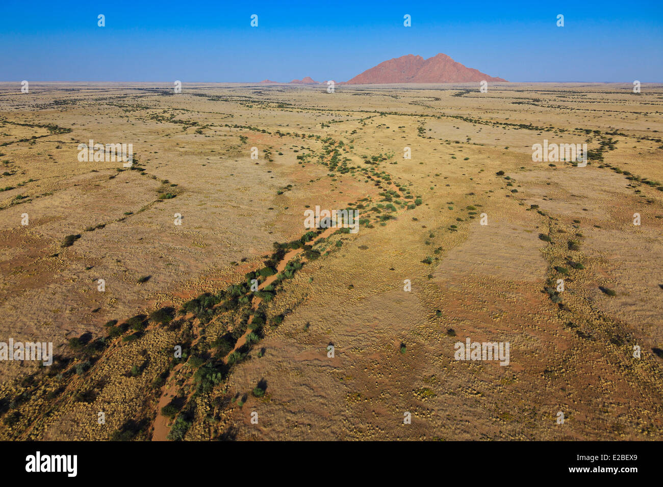 Namibia, Erongo Region, Damaraland, the Spitzkoppe or Kleine Spitzkop, granite mountain in the Namib Desert (aerial view) Stock Photo