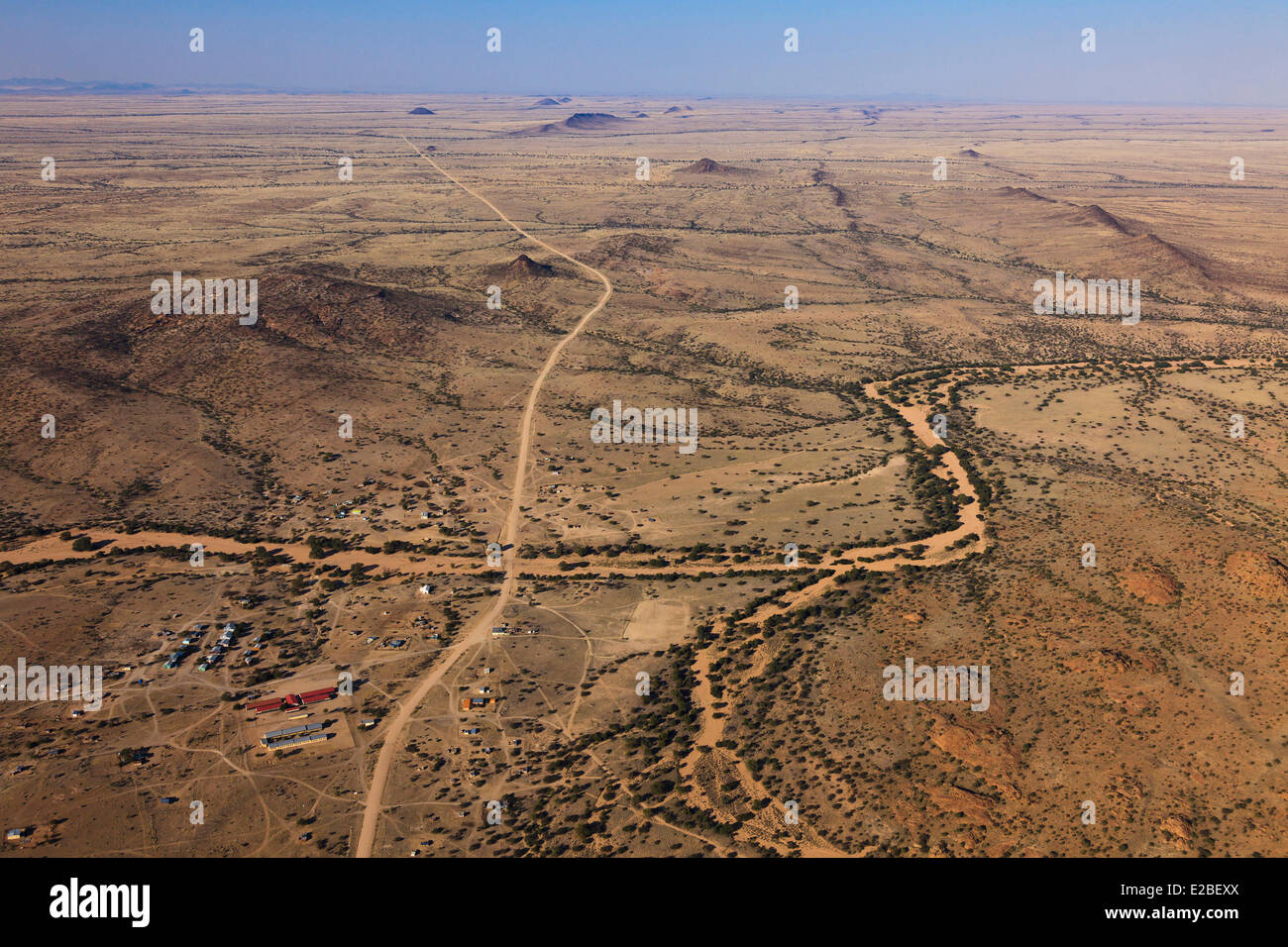 Namibia, Erongo Region, Damaraland, near the Spitzkoppe or Spitzkop (1784 m), granite mountain in the Namib Desert (aerial view) Stock Photo