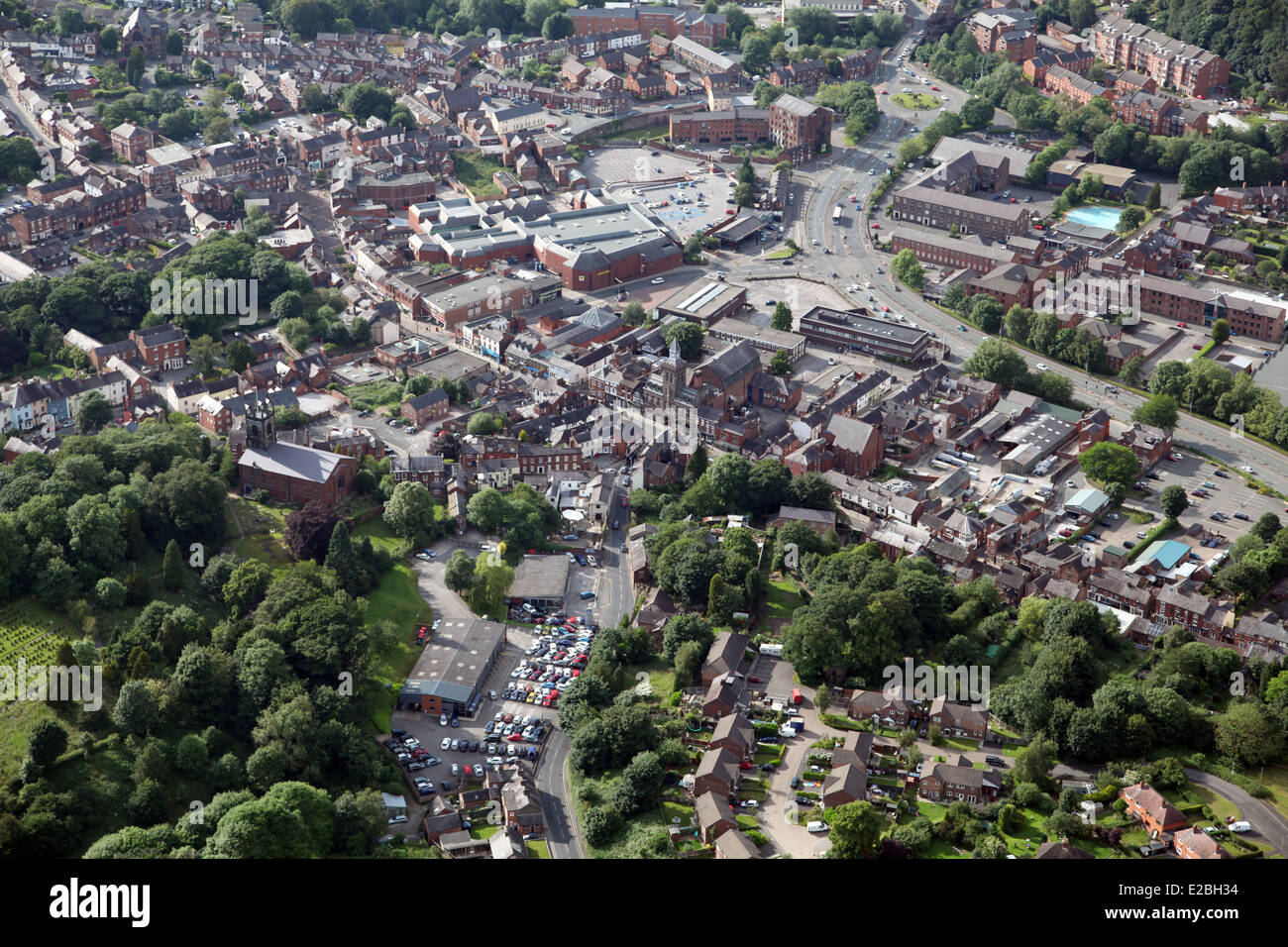 aerial view of Congleton town in Cheshire, UK Stock Photo