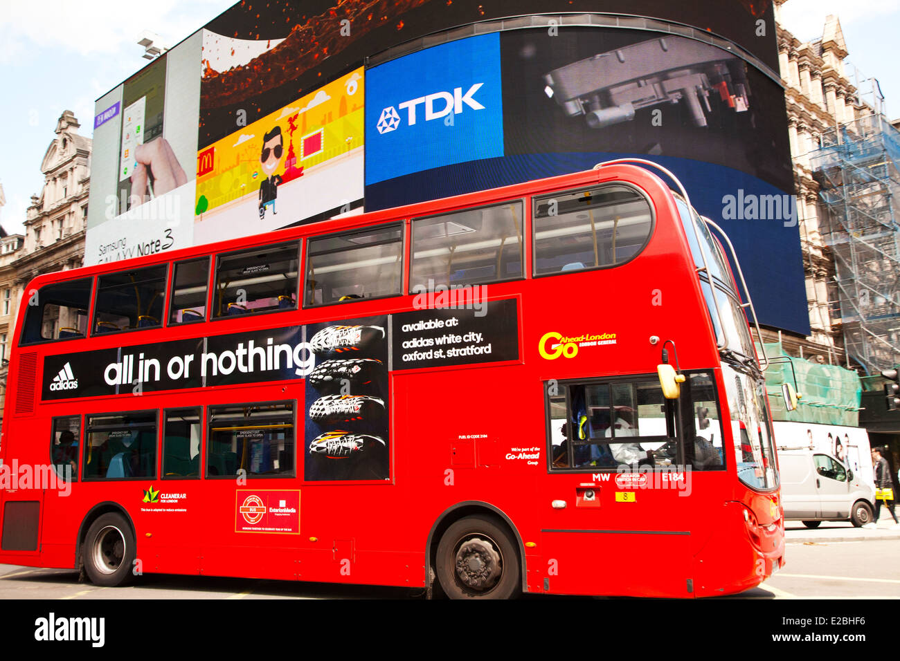 London bus and Piccadilly Circus,London,UK Stock Photo