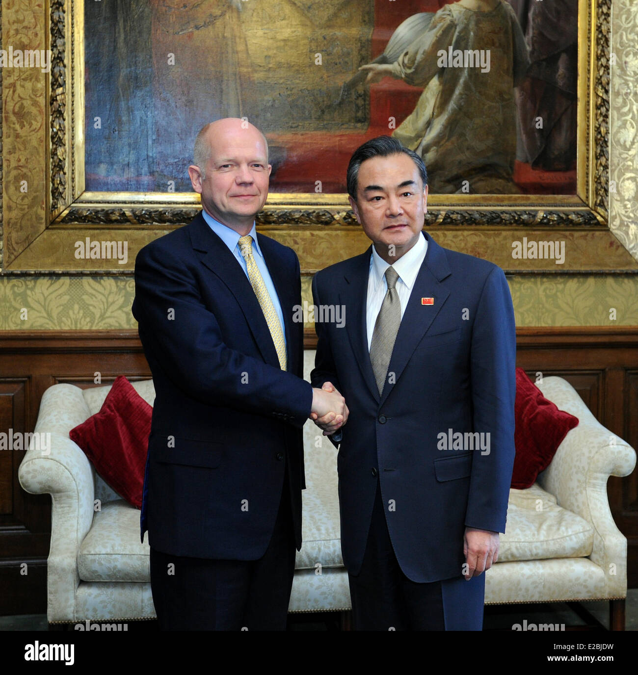 London, UK. 17th June, 2014. Chinese Foreign Minister Wang Yi (R) meets with British Foreign Secretary William Hague in London, Britain, June 17, 2014. Credit:  Xinhua/Alamy Live News Stock Photo