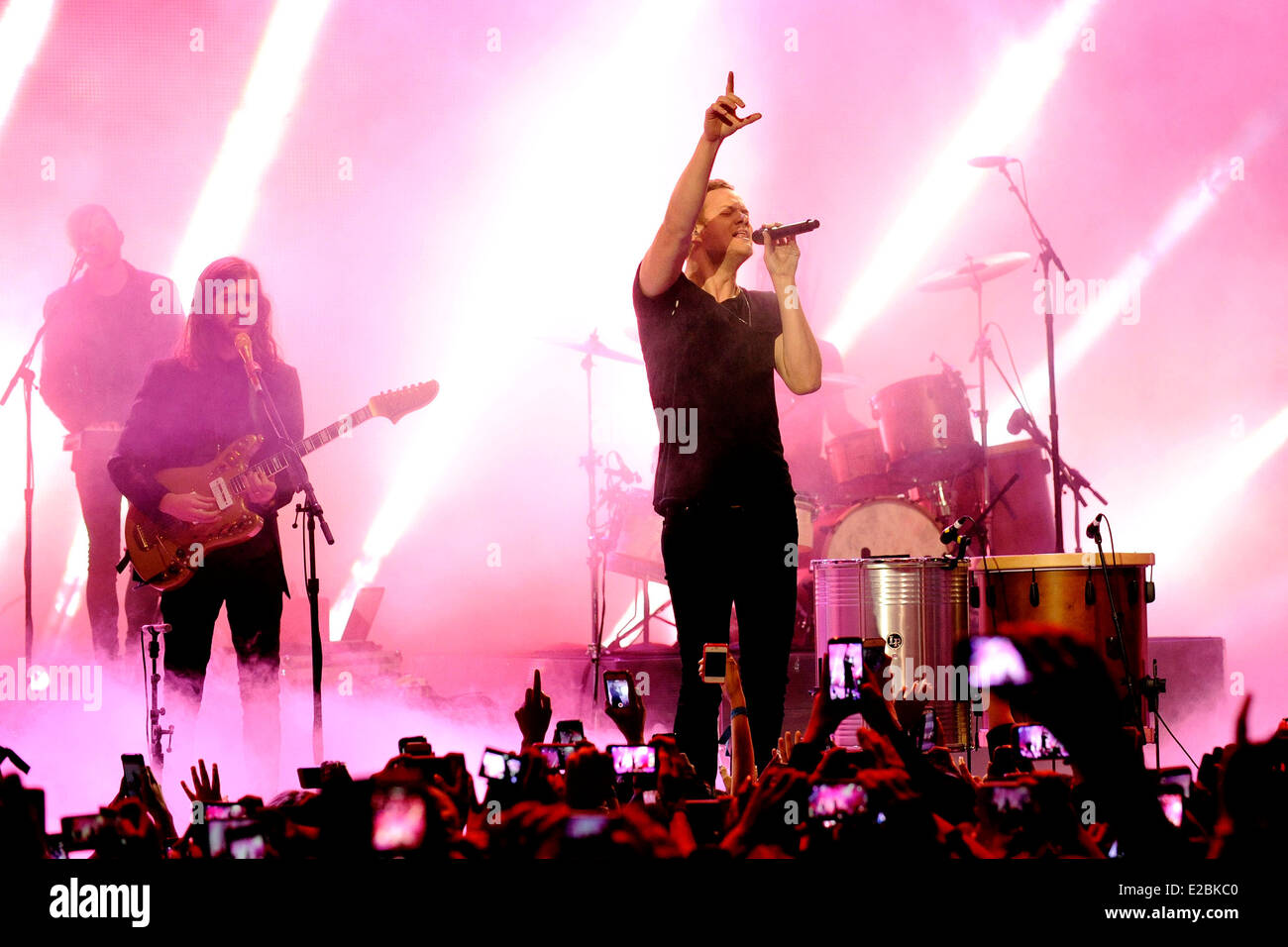 Imagine Dragons with lead singer Dan Reynolds performs at the 2014