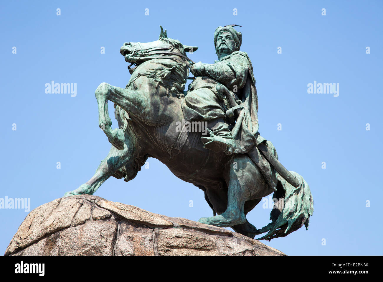 Historic monument to Hetman Bogdan Khmelnitsky on Sofia square in Kiev, Ukraine Stock Photo