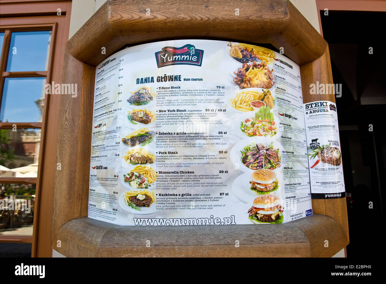 Poland, Krakow, fast food menu Stock Photo Alamy