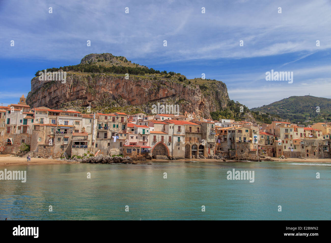 View of the old town of Cefalù Stock Photo