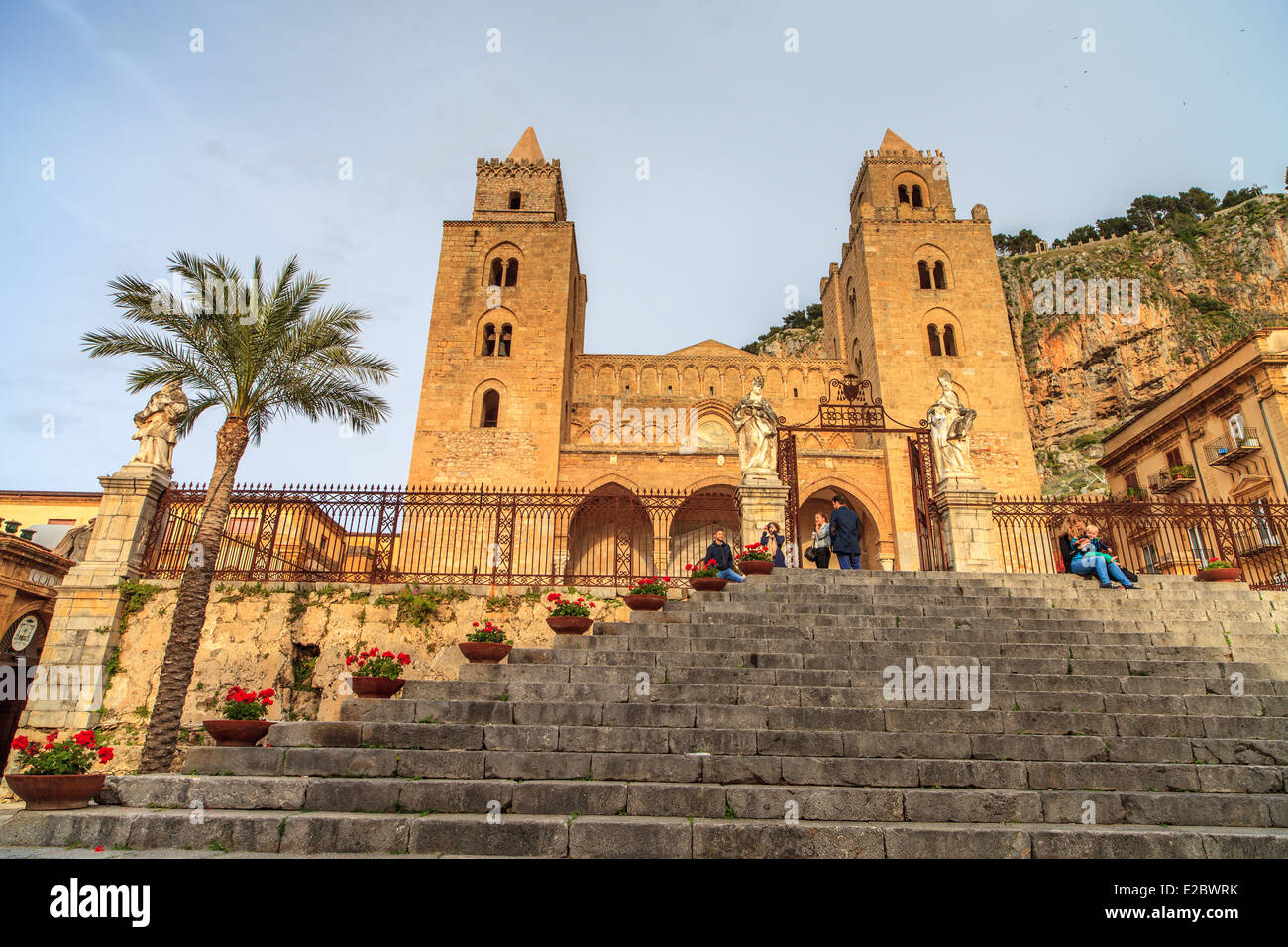 View of Cefalu cathedral Stock Photo