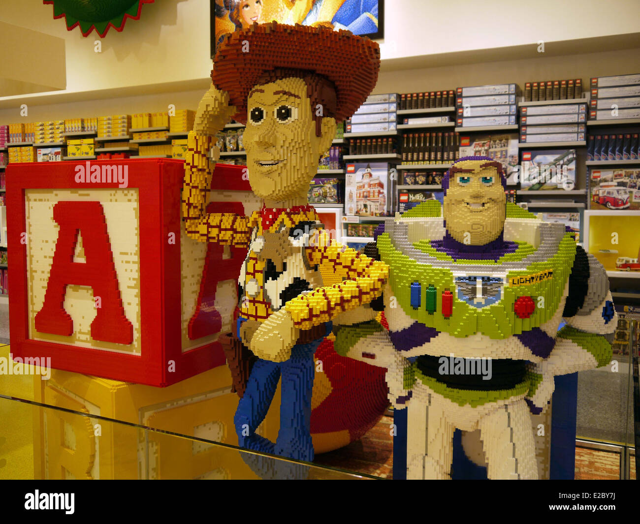 Buzz Lightyear and Woody figure made of Lego - This image was taken in the Lego Shop in Euro Disney Stock Photo