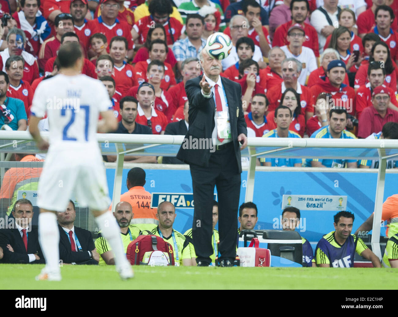 Porto Alegre, Brazil. 18th June, 2014.  Vicente del Bosque in the match between Spain and Chile in the group stage of the 2014 World Cup, for the group B match at the Beira Rio stadium, on June 18, 2014  Credit:  Urbanandsport/NurPhoto/ZUMAPRESS.com/Alamy Live News Stock Photo