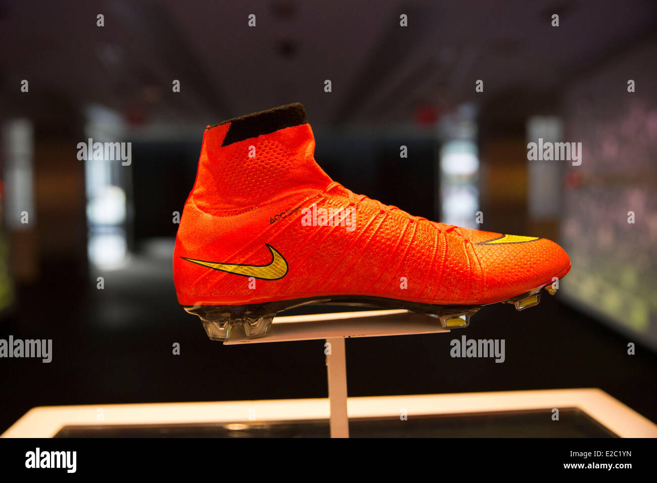 New York, NY, US. 18th June, 2014. Nike launched it's new World Cup soccer  boot at it's flagship store in midtown Manhattan. The new Nike 2014 World  Cup boots herald a new