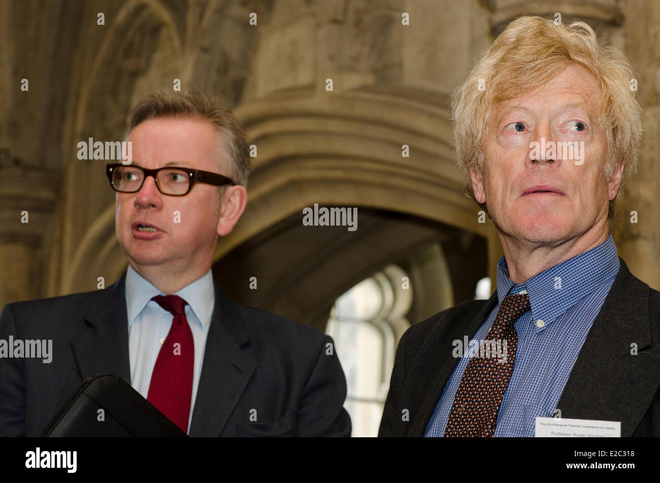 London, UK. 18th June, 2014. Michael Gove Education Secretary and Professor Roger Scruton speakers at the Margaret Thatcher Conference on Liberty, Guildhall, London, UK 18th June 2014 Credit:  Prixnews/Alamy Live News Stock Photo