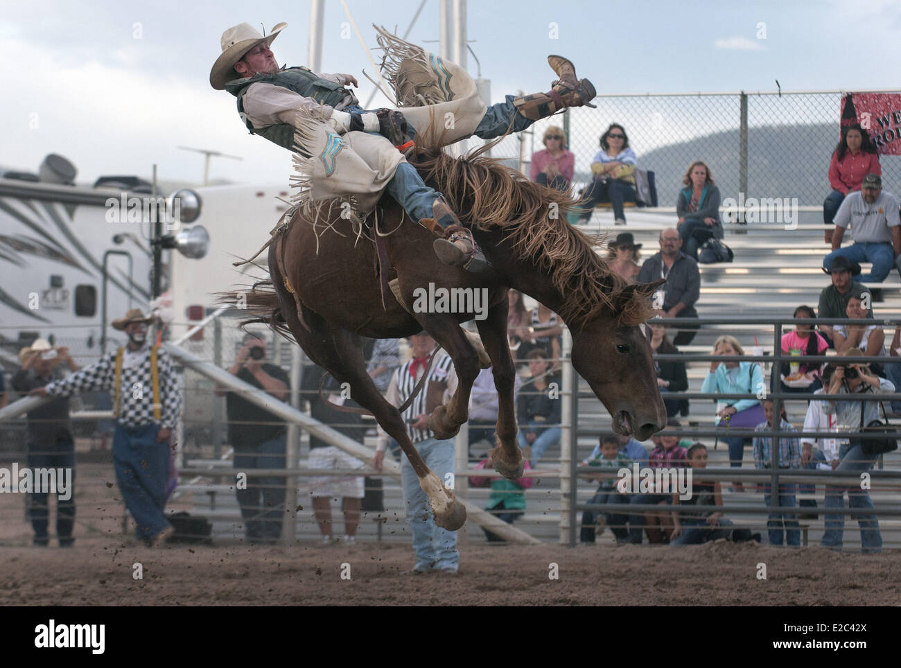Usa. 18th June, 2014. Jared Green, from Socorro, competes in the bareback riding event on the first night of the Rodeo de Santa Fe, in Santa Fe, Wednesday June 18, 2014. The rodeo is held nightly starting at 5, through Saturday at the Santa fe Rodeo Grounds. Rodeo tickets with parking start at $10 for kids and seniors, $17 for adults. Call 988-1234 or go to www.ticketssantafe.org to get one in advance. © Eddie Moore/Albuquerque Journal/ZUMAPRESS.com/Alamy Live News Stock Photo