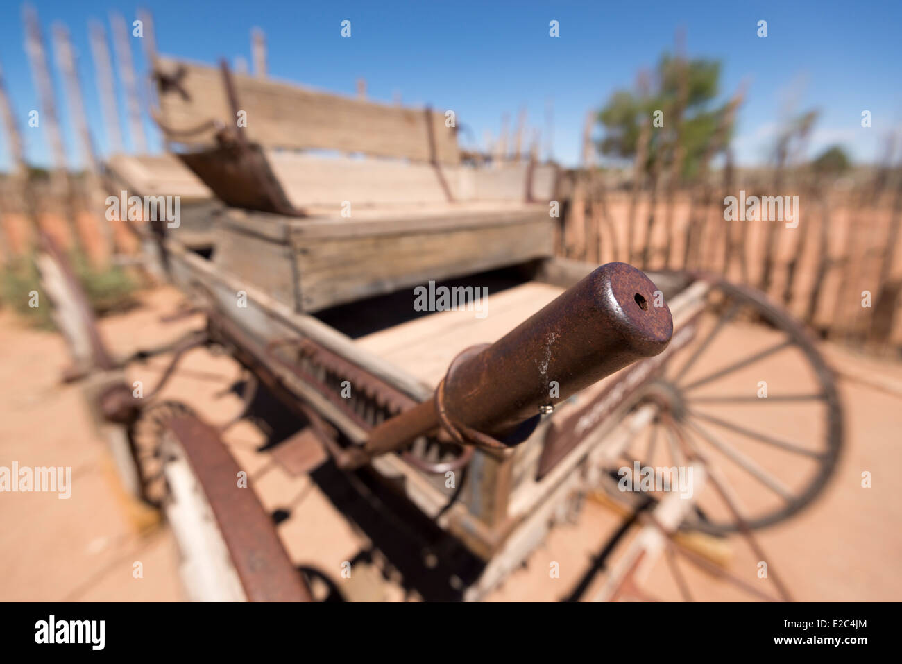 Old buckboard wagon, Pipe Springs National Monument, Arizona. Stock Photo
