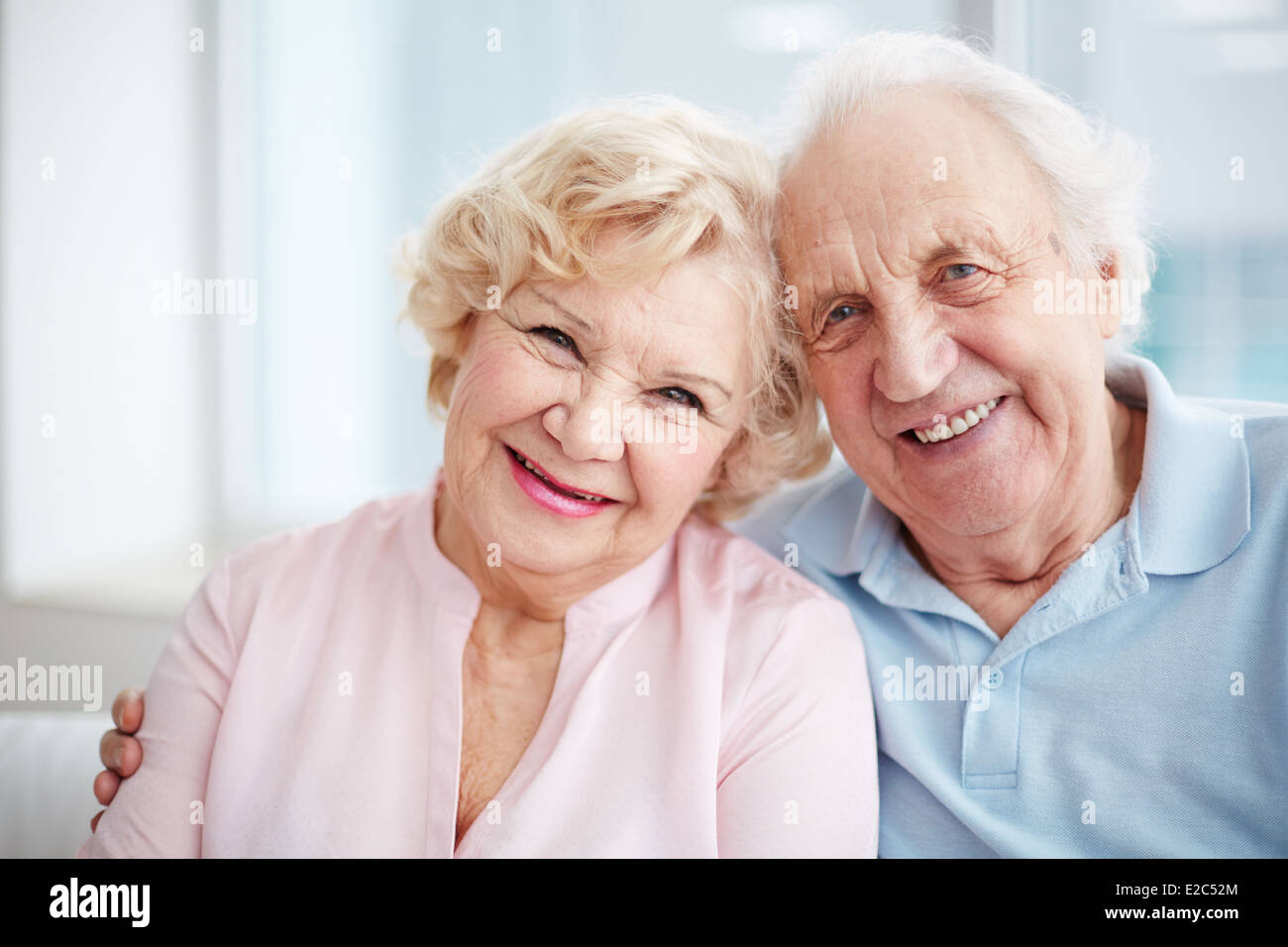 Portrait of charming seniors enjoying spending time together Stock Photo