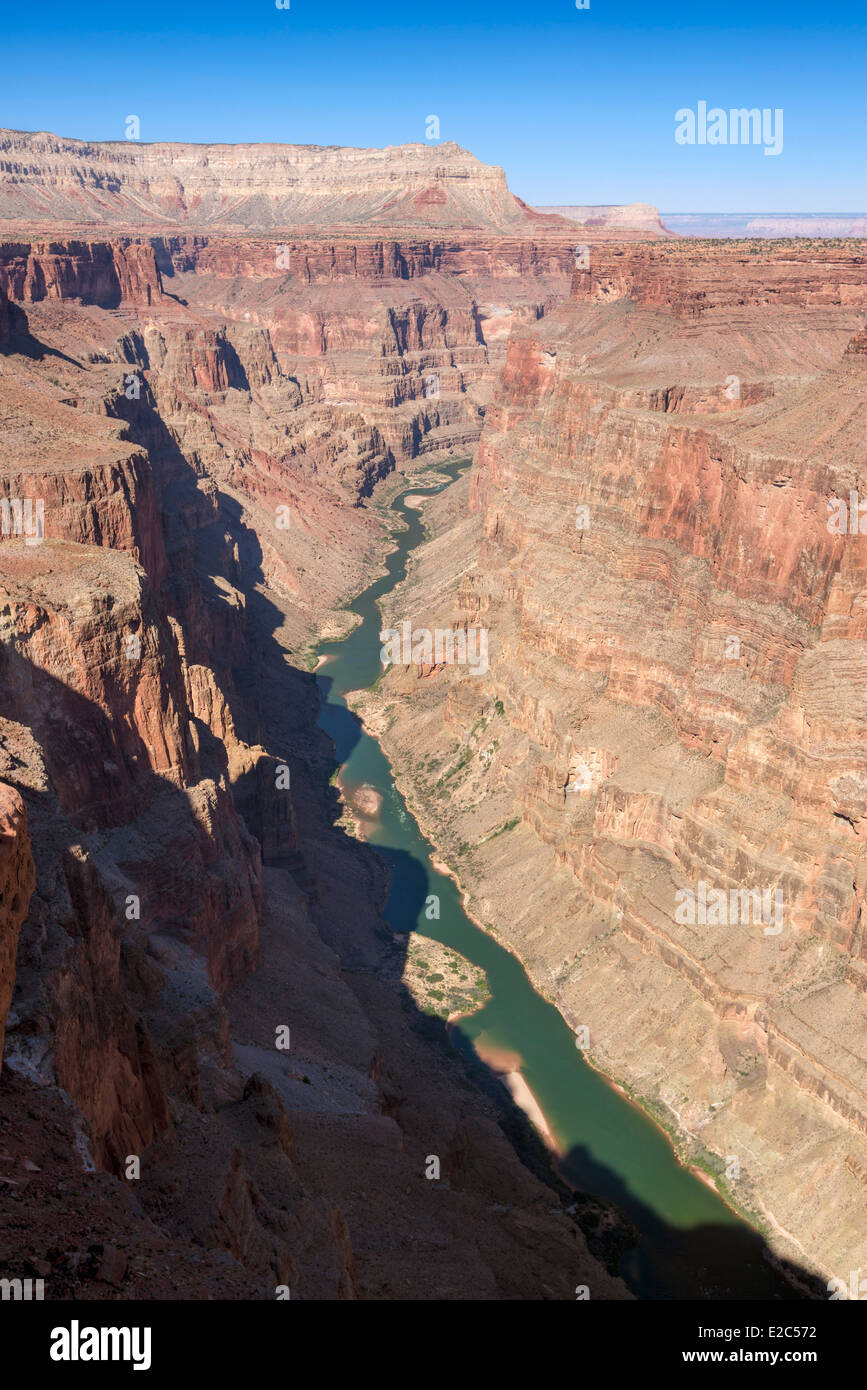 View of the Colorado River gorge from Toroweap Overlook in Grand Canyon National Park, Arizona. Stock Photo