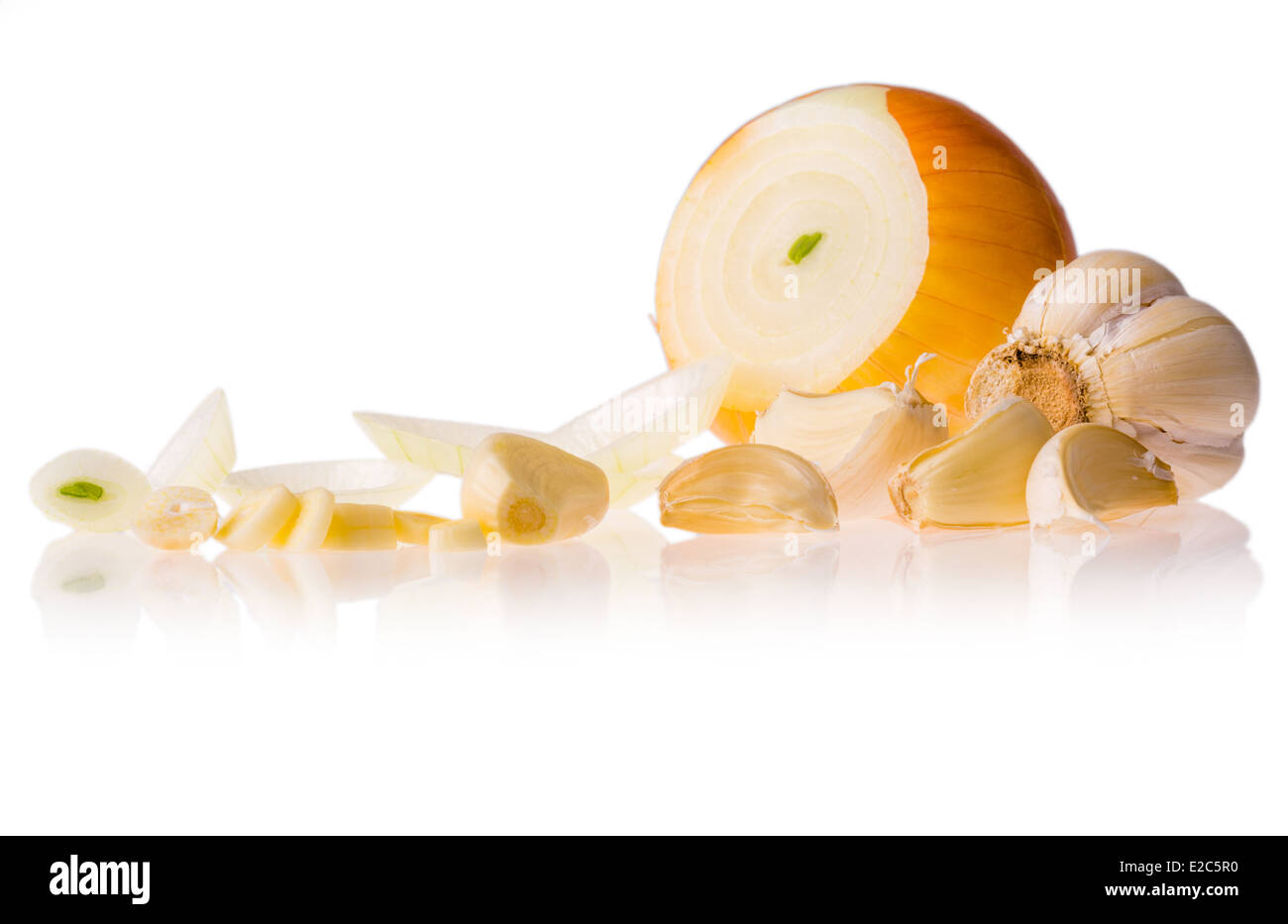 Garlic and onion isolated on white background Stock Photo - Alamy