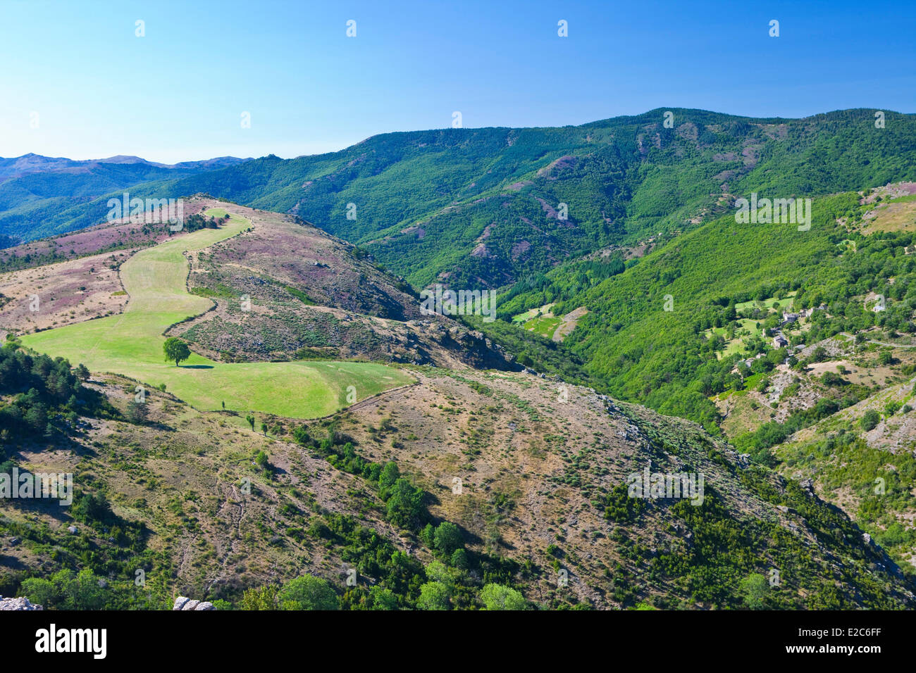 France, Lozere, Causses and Cevennes, Mediterranean agro pastoral cultural landscape, UNESCO, Corniche des Cevennes Stock Photo
