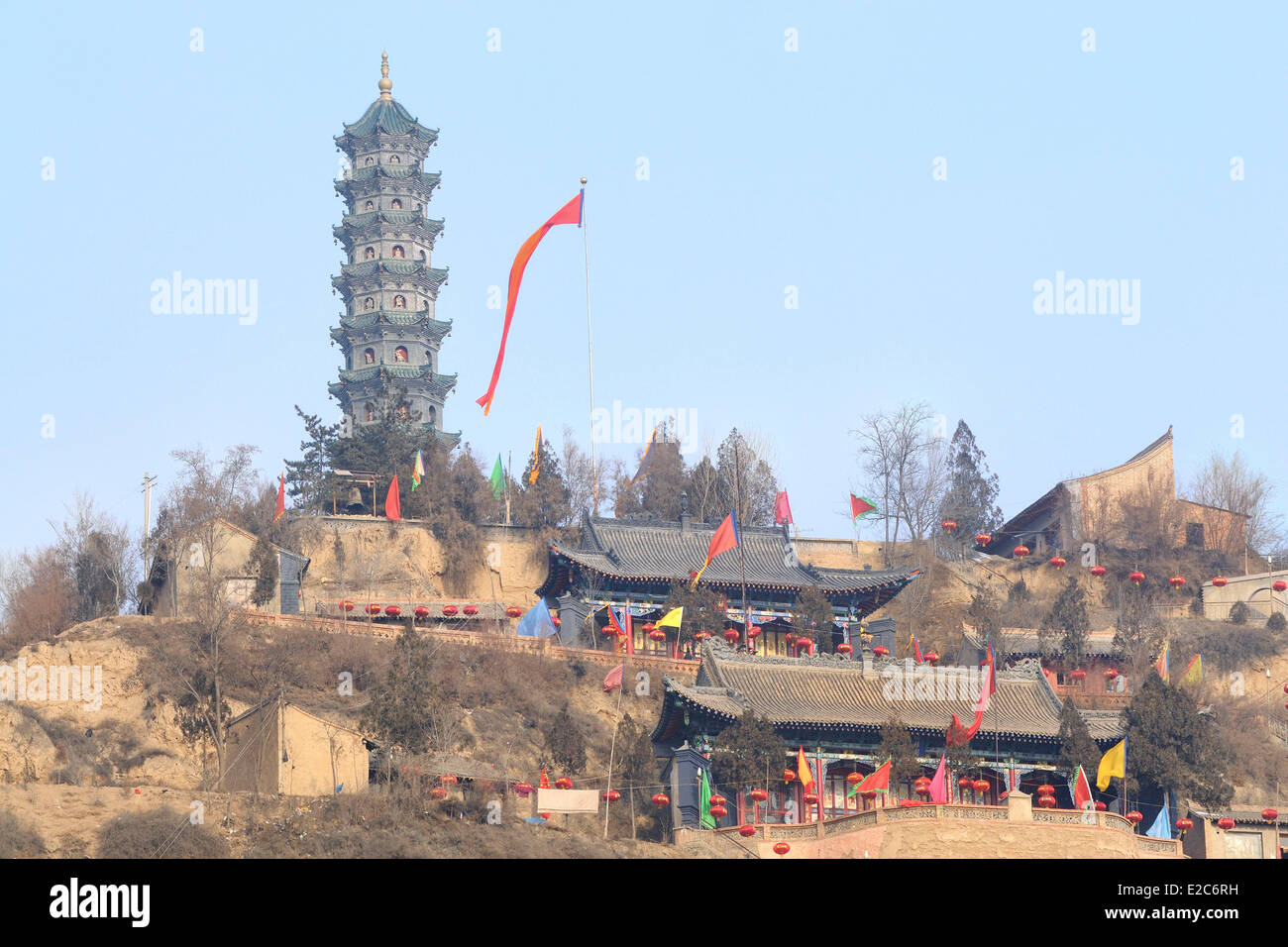 China, Gansu, Linxia, Wanshou Daoist temple and pagoda Stock Photo