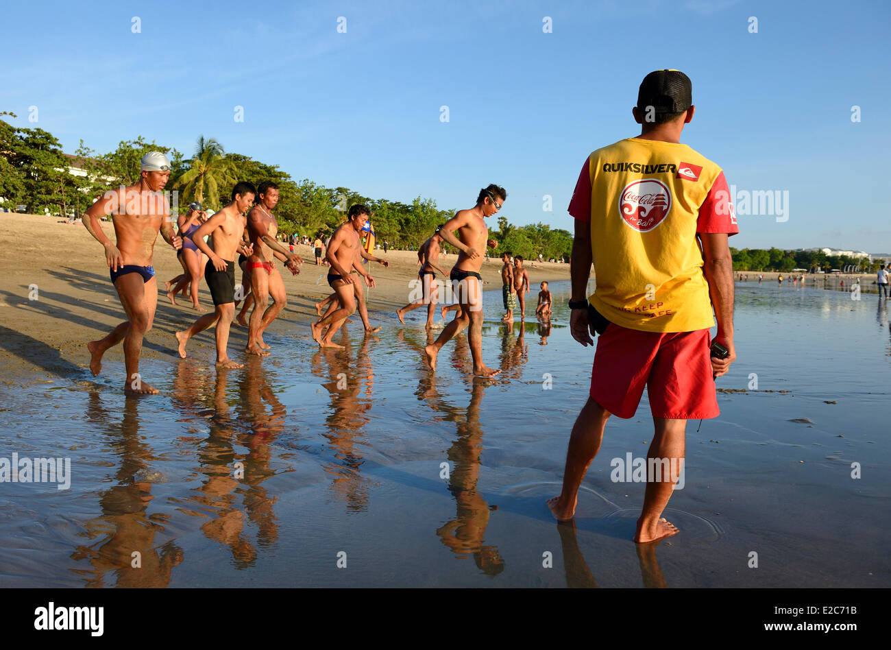 Indonesia, Bali, training of lifeguards on Kuta beach Stock Photo