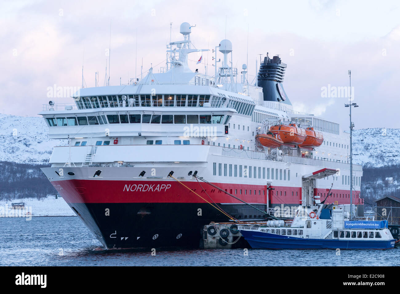 Norway, Finnmark, Kirkenes, the boat MS Nordkapp at harbour of Kirkenes Stock Photo