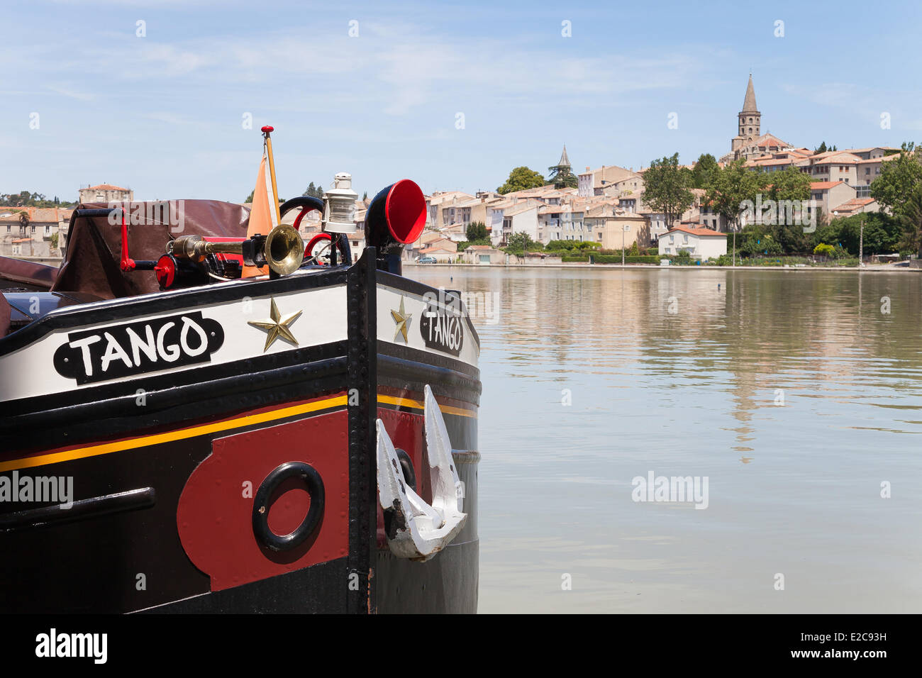France, Aude, Castelnaudary, the Great Basin on the Canal du Midi, listed as World Heritage by UNESCO Stock Photo